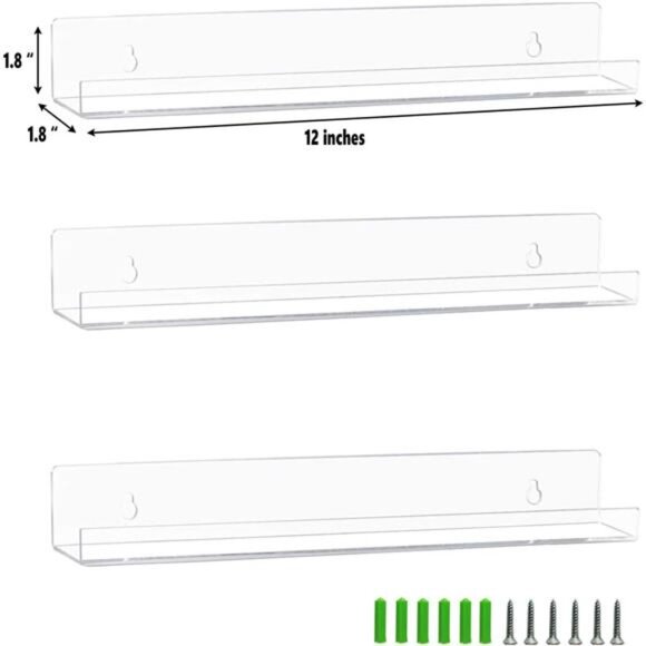 3Pack Vinyl Record Wall Mount Holder-12Inch Clear Acrylic Shelf for Vinyl Record - Picture 4 of 7